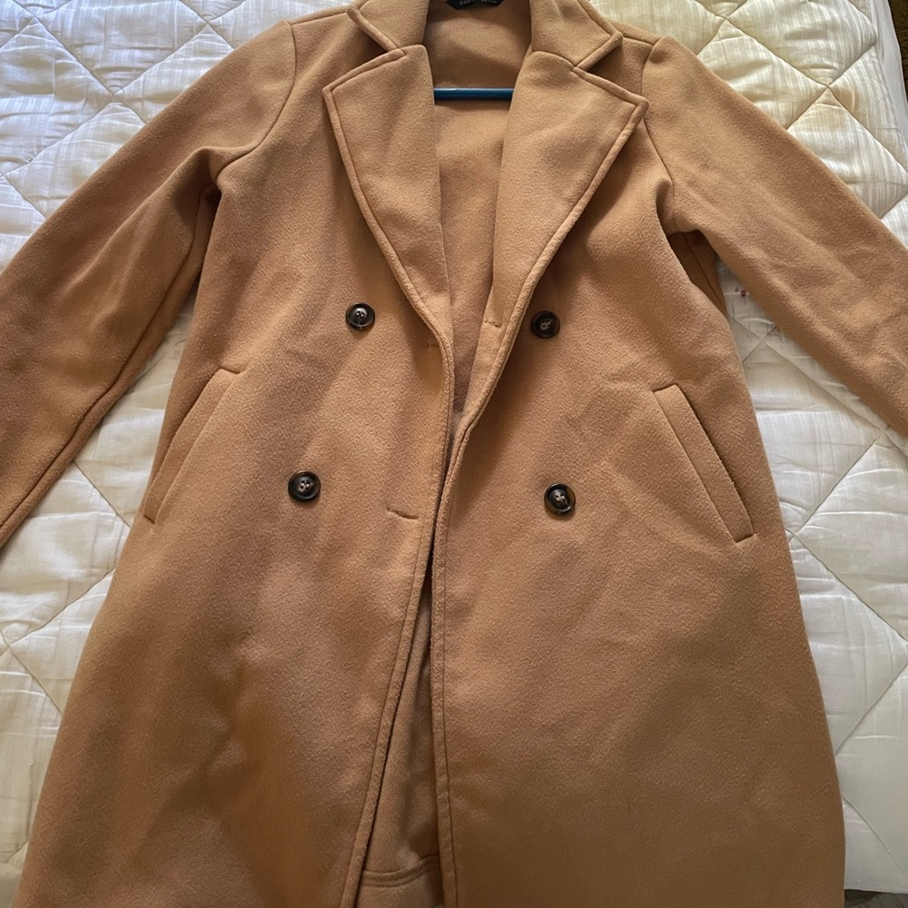 SHEIN tan fuzzy trench coat!
